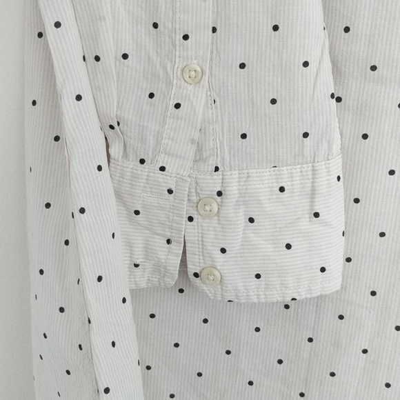 Merona beige Polk a dot button down shirt top - Picture 7 of 8